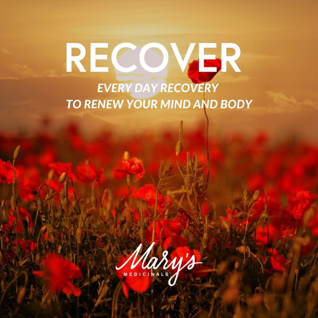 field of red poppies
Text: RECOVER - Everyday recovery to renew your mind and body