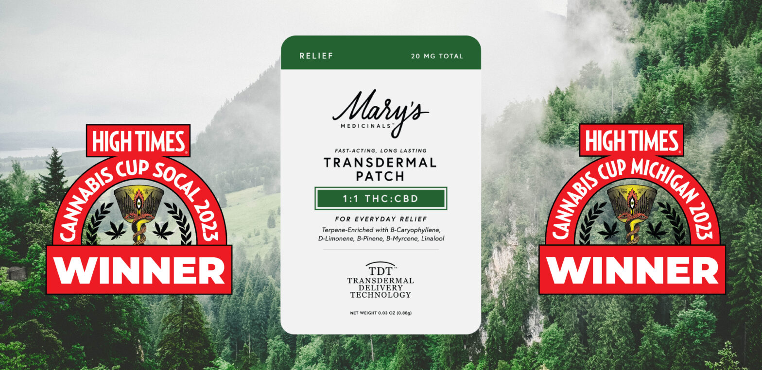 mary's medicinals 1:1 Relief patch High Times Cannabis Cup 1st Place Winner - Michigan and SoCal