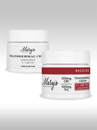 Mary's Medicinals Transdermal Recover Cream - Sandalwood - old and new packaging
