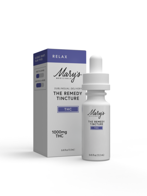 Mary's Medicinals The Remedy Relax THC Sublingual Oil - box + packaging