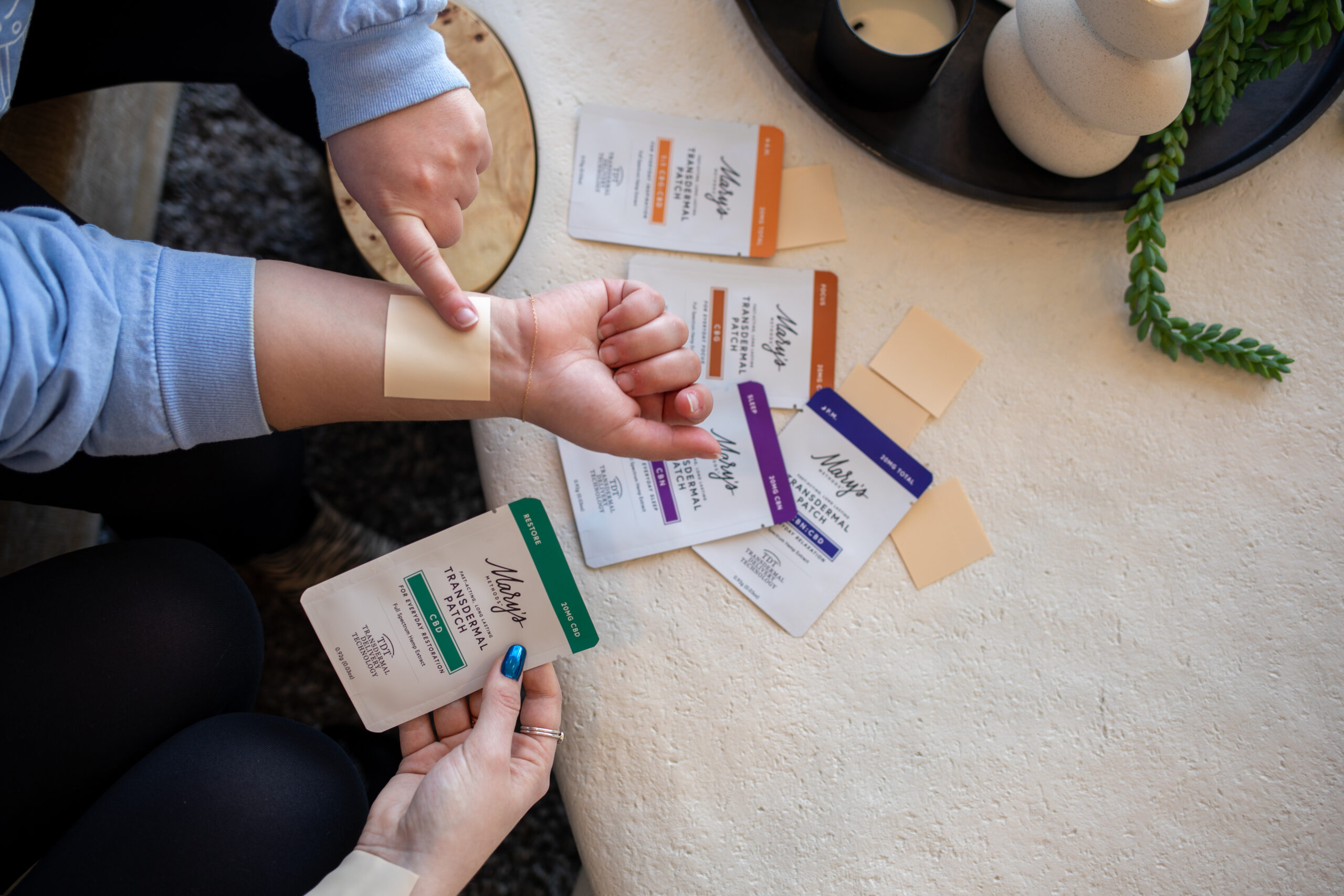 two people sharing Mary's Methods Transdermal Patches