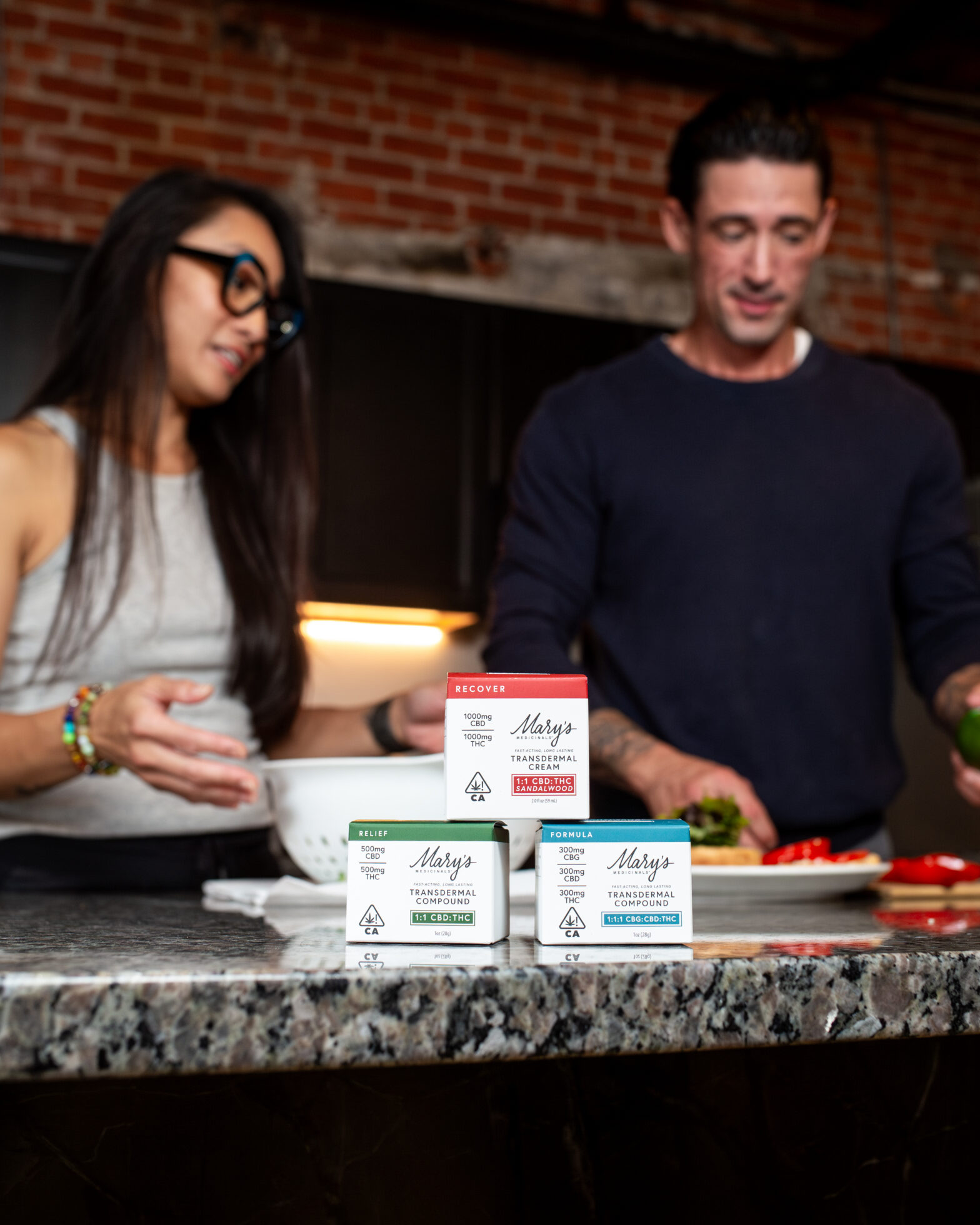 Mary's Medicinals products on kitchen counter