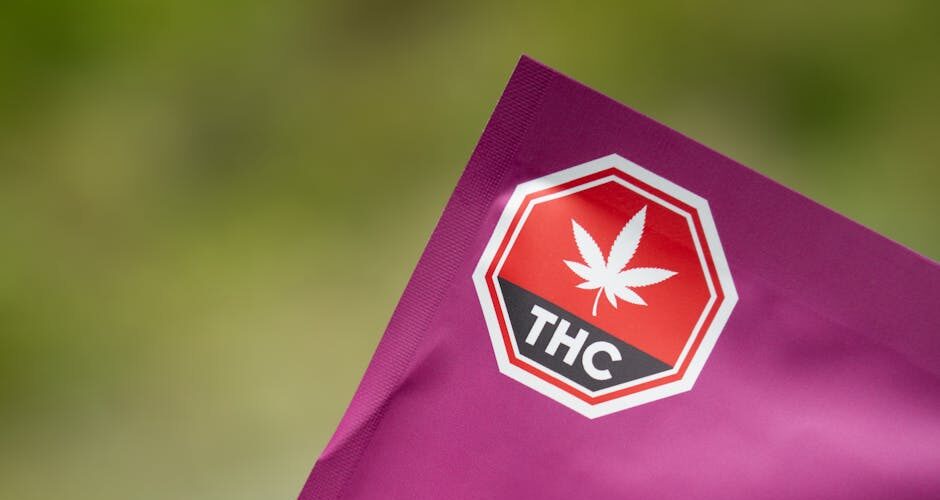 THC cannabis packaging with warning label