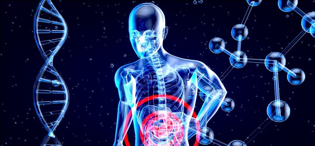 Digital human digestive system pain illustration